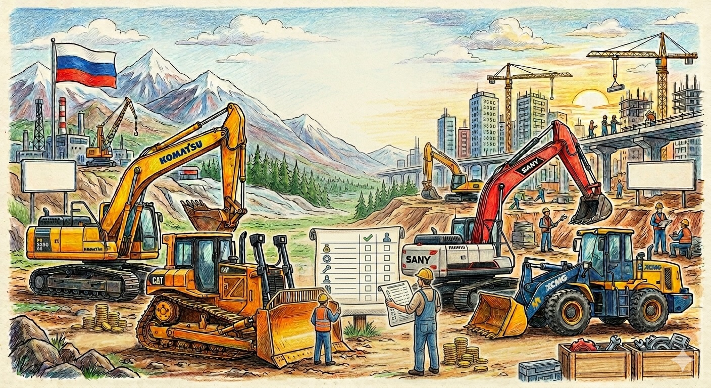 Komatsu и CAT vs. китайская строительная техника: что выгоднее в РФ в 2026 году